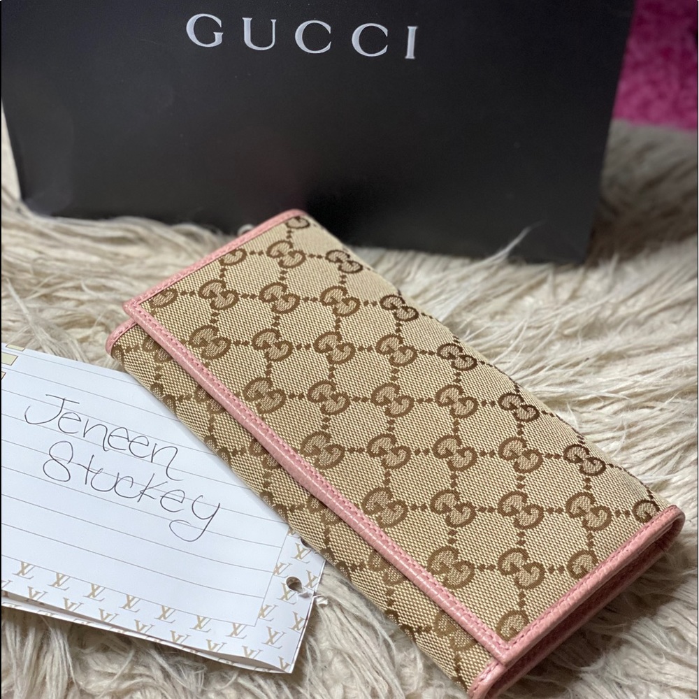 FIRM Gucci wallet canvas pink bifold